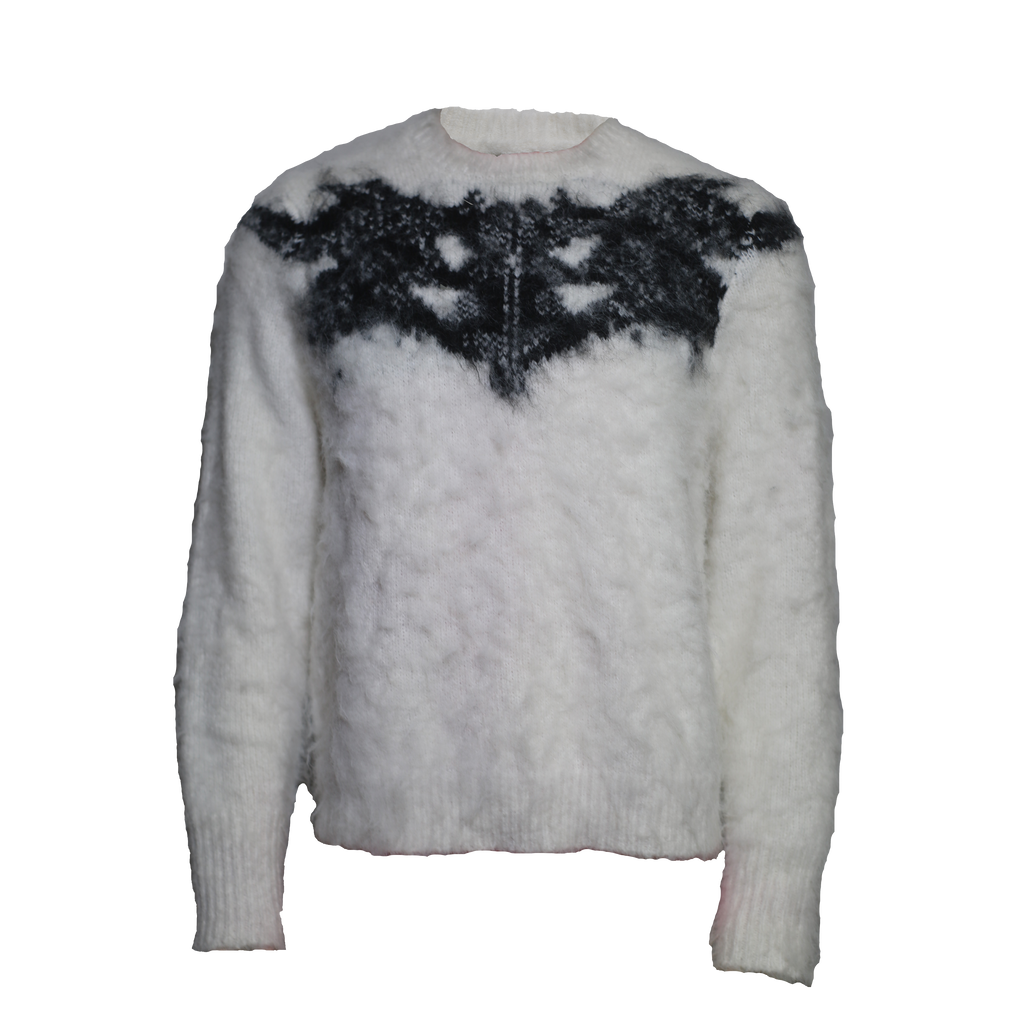 White Inkblot Mohair Sweater